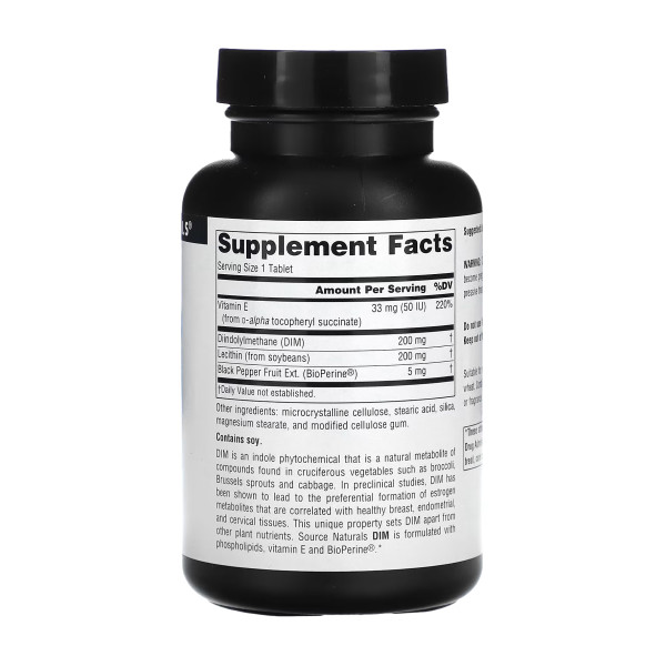 Дііндолілметан Source Naturals  (DIM Diindolylmethane) 200 мг 60 таблеток