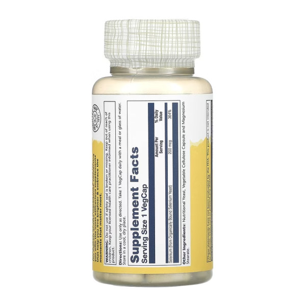 Селен дріжджовий Solaray  (Selenium) 200 мкг 100 капсул