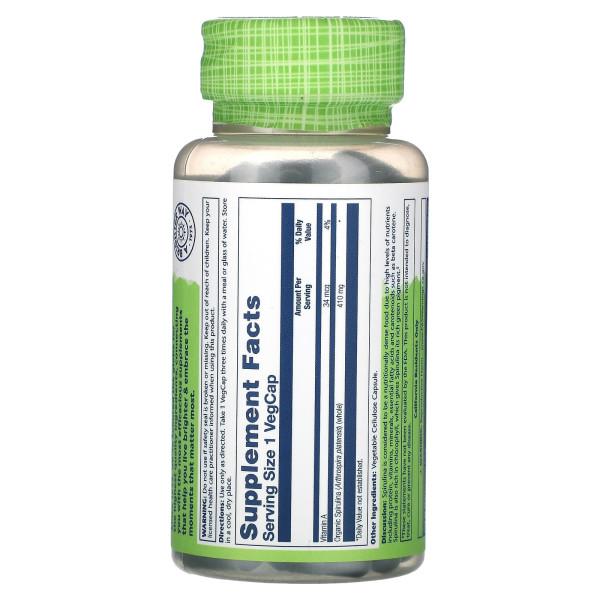 Спіруліна 410 мг Solaray, True Herbs 100 капсул