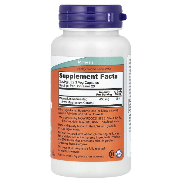 Цитрат магнію NOW Foods (Magnesium Citrate) 133 мг 60 капсул
