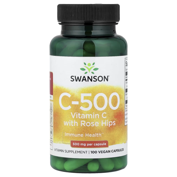 Витамин С с шиповником Swanson (Vitamin C with Rose Hips) 500 мг 100 капсул