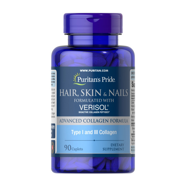 Формула для кожи, волос и ногтей на основе VERISOL Puritan's Pride (Hair, Skin and Nails formulated with VERISOL) 90 капсул