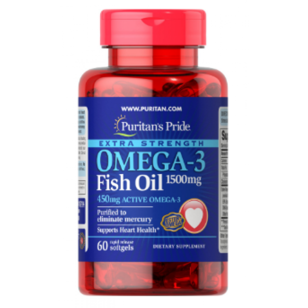 Омега-3 риб'ячий жир екстра сила Puritan's Pride (Extra Strength Omega-3 Fish Oil) 1500 мг 60 капсул