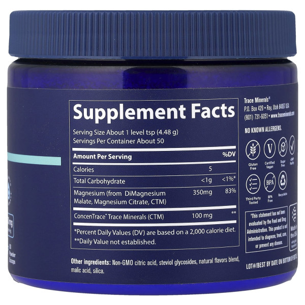 Магній захист від стресу Trace Minerals Research  (Stress-X Magnesium) 350 мг 500 г зі смаком лимон-лайм