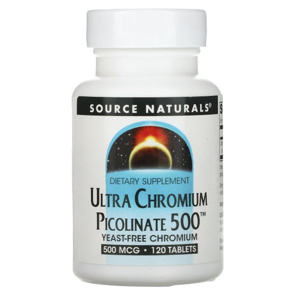 Піколінат хрому без дріжджів Source Naturals  (Chromium picolinate) 200 мкг 120 таблеток