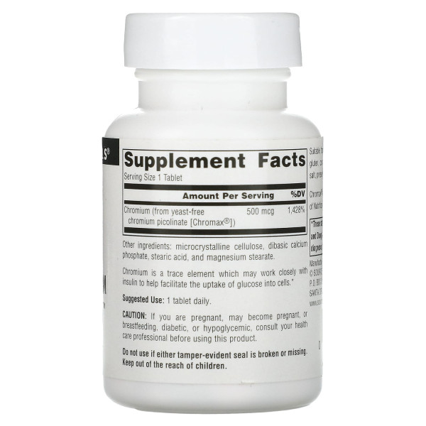 Піколінат хрому без дріжджів Source Naturals  (Chromium picolinate) 200 мкг 120 таблеток