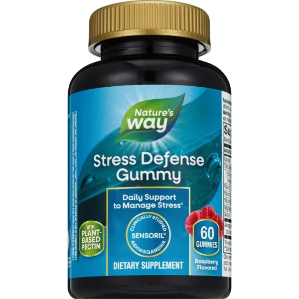 Поддержка при стрессе Nature's Way (Stress Defense Gummies) 60 жевательных конфет с малиновым вкусом