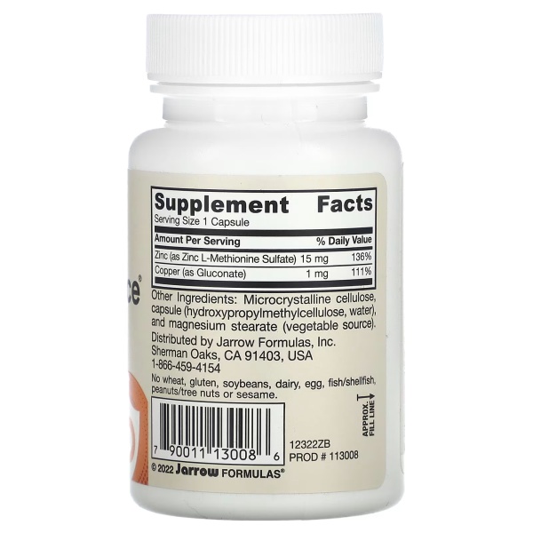 Цинк Jarrow Formulas (Zinc Balance) 15 мг 100 капсул