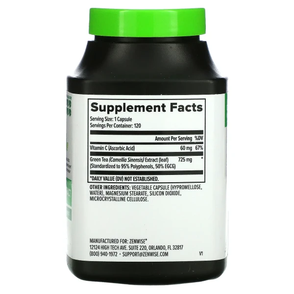Екстракт зеленого чаю Zenwise Health (Green Tea Extract) 725 мг 120 капсул