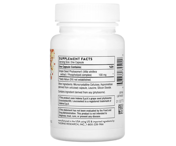 Екстракт виноградних кісточок Thorne Research  (Grape seed extract) 100 мг 60 капсул