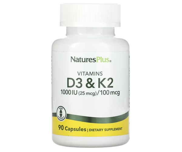 Вітамін D3 і K2 Natures Plus (Vit D3/Vit K2) 1000 МО/100 мкг 90 капсул