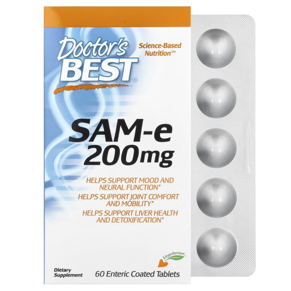 Аденозилметіонін Doctor's Best  (SAM-e) 200 мг 60 таблеток