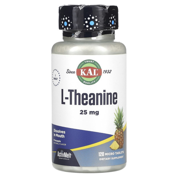 L-теанін KAL (L-Theanine) 25 мг зі смаком ананасу 120 таблеток