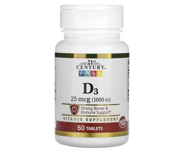 Вітамін Д3 21st Century (Vitamin D3) 1000 МО 60 пігулок