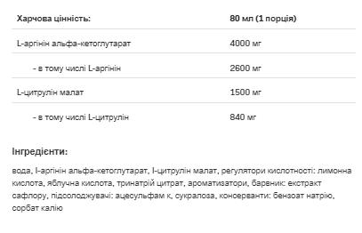 Амінокислота AAKG Shok Shot - 80ml Allnutrition