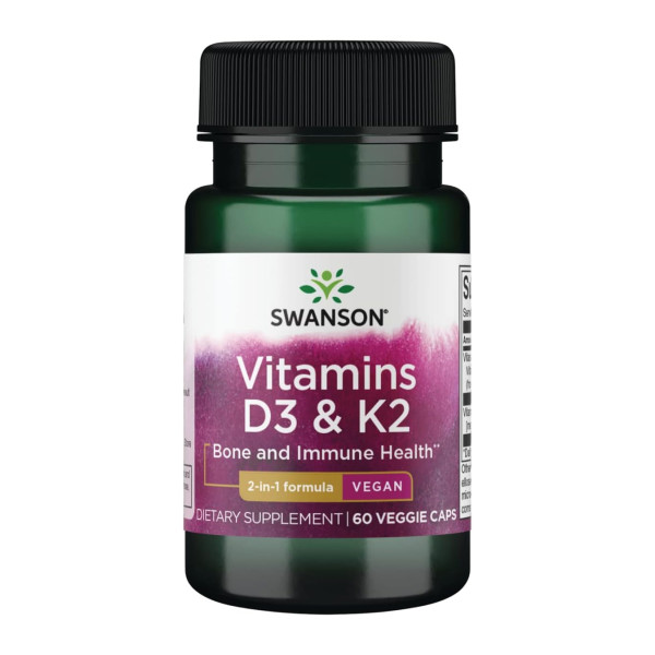 Вітаміни D3 та K2 Swanson (Vitamins D3&K2) 2000/75mcg 60 капсул