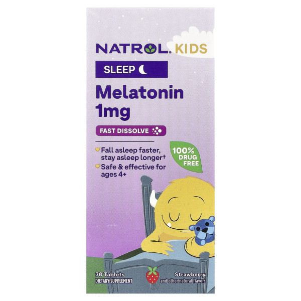 Мелатонін дитячий жувальний Natrol (Melatonin Kids) зі смаком полуниці 1 мг