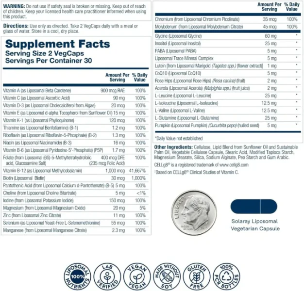 Ліпосомальні мультивітаміни для чоловіків Solaray  (Men's Liposomal Multivitamin) 60 капсул