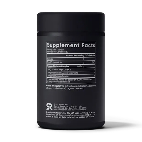 Концентрат черники Sports Research (Blueberry Concentrate) 800 мг 60 капсул