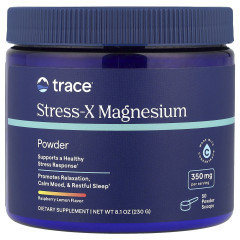 Стрес-X Порошок Магнію Trace Minerals Research (Stress-X Magnesium Powder) 240 г зі смаком малина-лимон