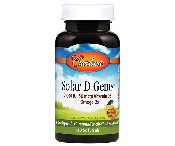 Витамин D3 с рибим жиром Carlson Labs (Solar D Gems) 2000 МЕ со вкусом лимона