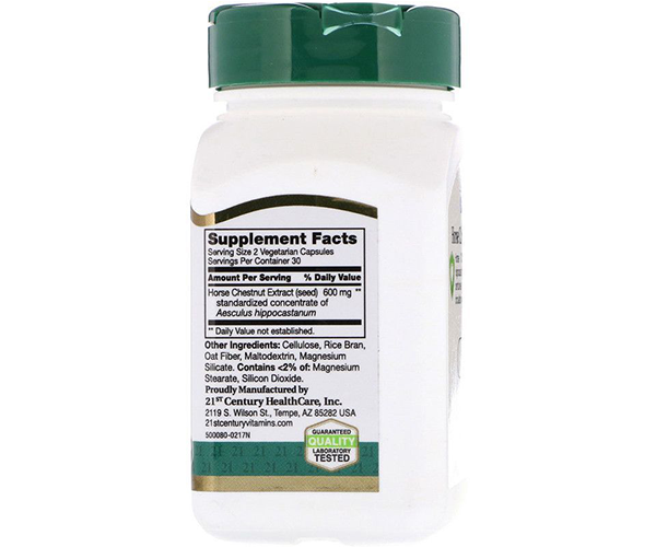 Екстракт кінського каштану 21st Century  (Horse chestnut extract) 300 мг 60 капсул