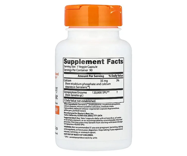 Серрапептаза Doctor's Best (Serrapeptase) 120 000 SPU 