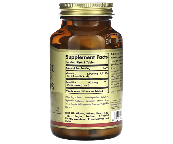 Витамин С с шиповником Solgar (Vitamin C with Rose Hips) 1000 мг 