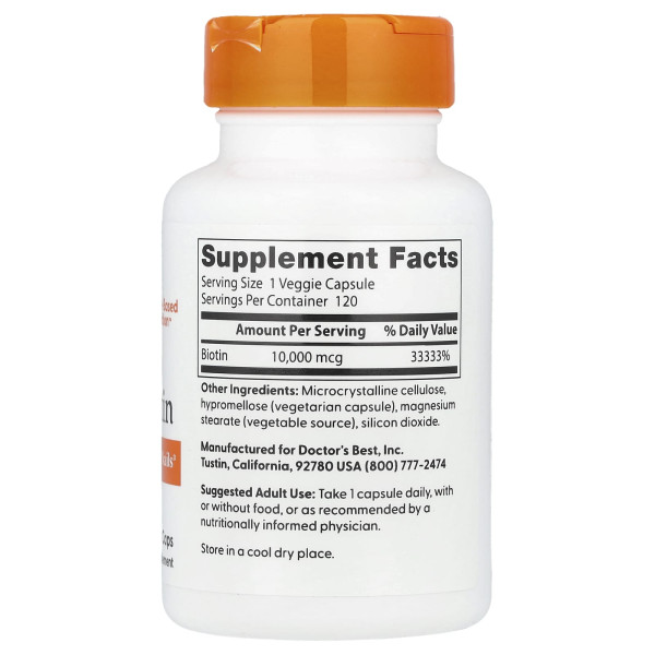 Биотин Doctor's Best (Biotin) 10000 мкг 120 капсул