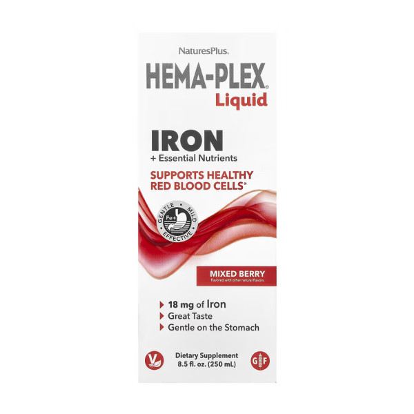 Жидкий витаминно-минеральный комплекс Natures Plus (HEMA-PLEX Liquid) 250 мл с ягодным вкусом
