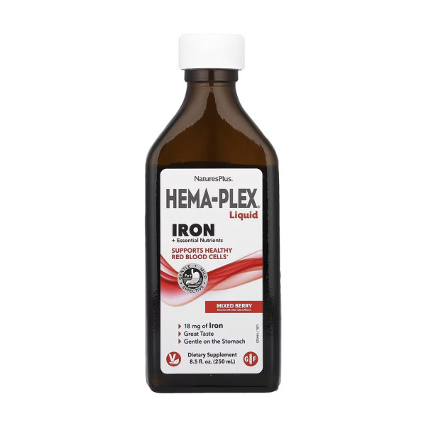 Жидкий витаминно-минеральный комплекс Natures Plus (HEMA-PLEX Liquid) 250 мл с ягодным вкусом