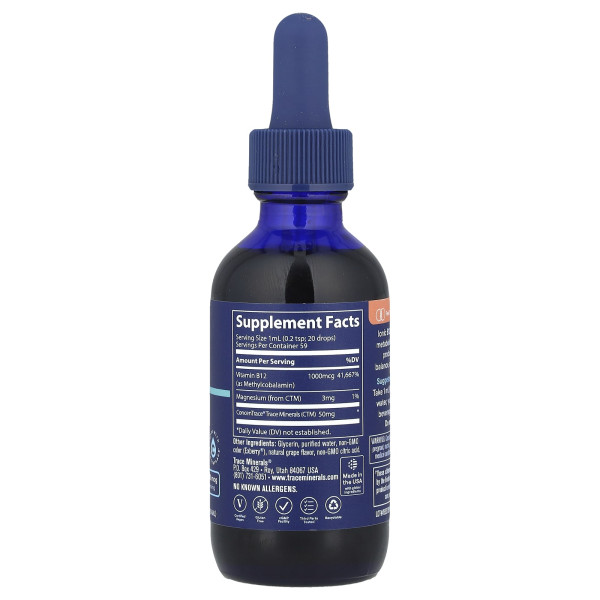Ионный витамин B12 Trace Minerals Research (Liquid Ionic B12) 1000 мкг 59 мл со вкусом винограда