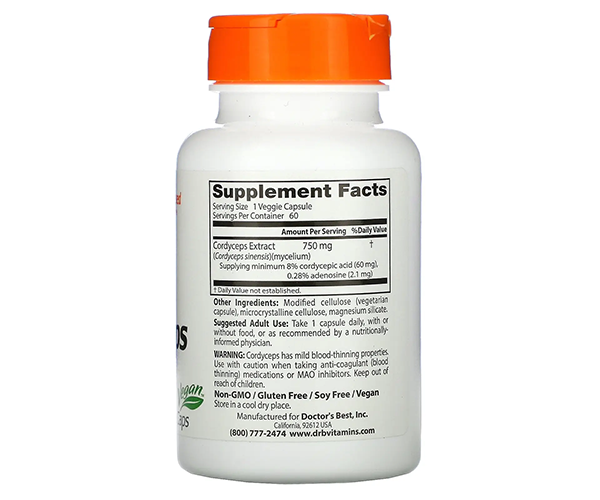 Кордицепс ультра Doctor's Best (Ultra Cordyceps) 750 мг 60 капсул