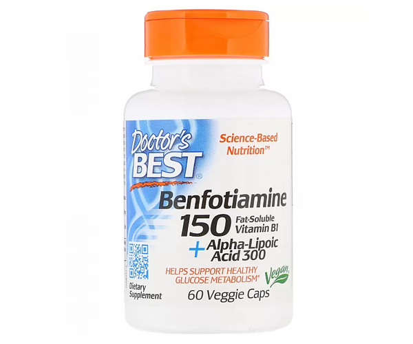 Альфа-липоевая кислота + бенфотиамин Doctor's Best (Benfotiamine + Alpha-lipoic acid) 300 мг/150 мг 60 капсул