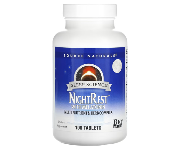 Мелатонін із травами Source Naturals  (Nightrest with melatonin) 2.5 мг 100 таблеток