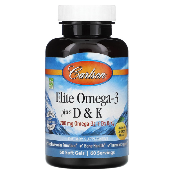 Омега-3 с витаминами D и K Carlson Labs (Elite Omega-3 D & K)  со вкусом лимона