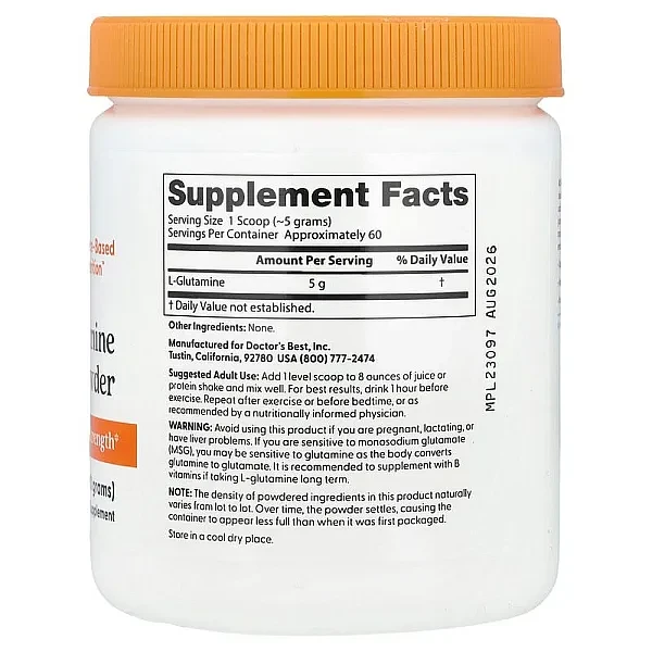 Глютамін у порошку Doctor's Best  (L-Glutamine Powder) 300 г