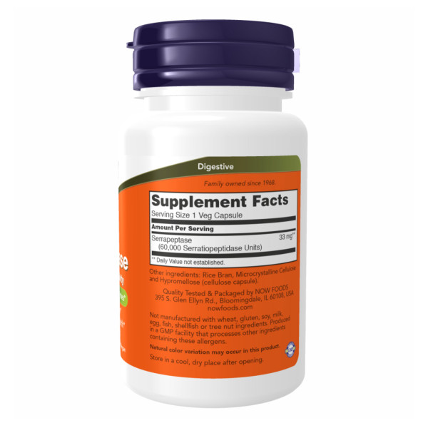 Серрапептаза NOW Foods (Serrapeptase) 60 000 SPU 60 капсул