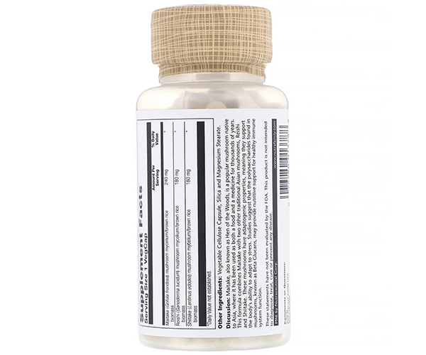 Укрепление иммунитета: Майтаке Рейши Шиитаке Solaray (Fermented Mushroom Immune Complex) 100 капсул