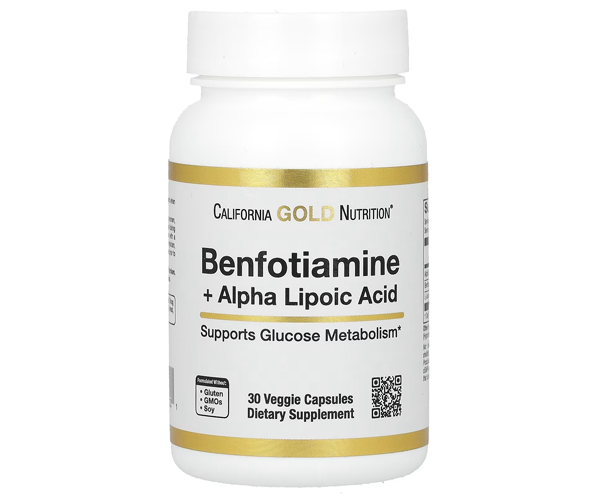 Бенфотиамин с альфа-липоевой кислотой California Gold Nutrition (Benfotiamine+Alpha lipoic acid) 300 мг/150 мг 
