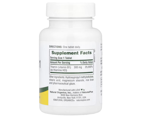 Витамин B1 Natures Plus (Vitamin B1) 300 мг 90 таблеток