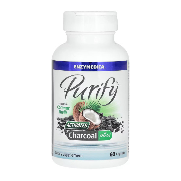 Активоване вугілля з кокосу Enzymedica (Activated Coconut Charcoal+) 60 капсул