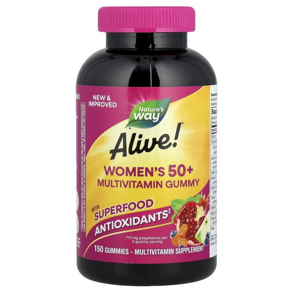 Жувальні мультивітаміни для жінок 50+ Nature's Way (Alive! Women's 50+ gummy) 150 жувальних цукерок з ягідним смаком
