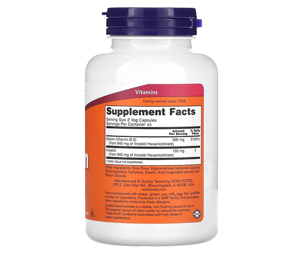 Ніацин Вітамін B3 NOW Foods (Flush-Free Niacin) 250 мг 90 капсул