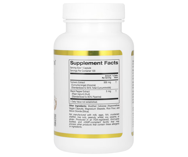 Куркумін С3 комплекс із біоперином California Gold Nutrition (Curcumin C3 Complex with BioPerine) 500 мг 120 капсул