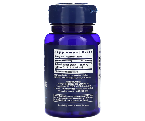 Екстракт шафрану Life Extension (Optimized Saffron with Satiereal) 60 капсул