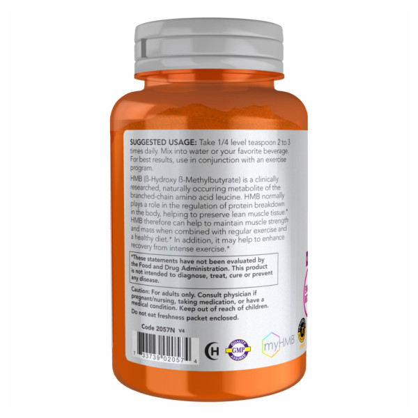 Гидроксиметилбутират в форме порошка Now Foods (HMB) 90 г