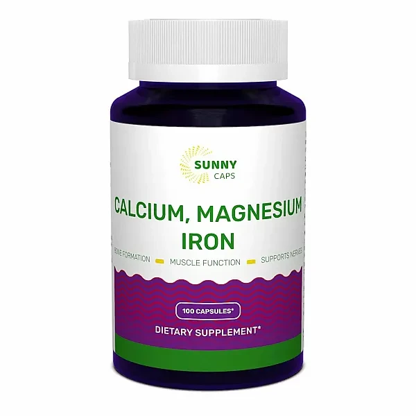 Кальций, магний и железо Sunny Caps (Calcium, Magnesium and Iron Powerful) 100 капсул