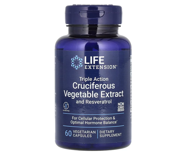 Рослинний екстракт овочів з ресвератролом Life Extension  (Cruciferous Vegetable Extract with Resveratrol) 60 капсул