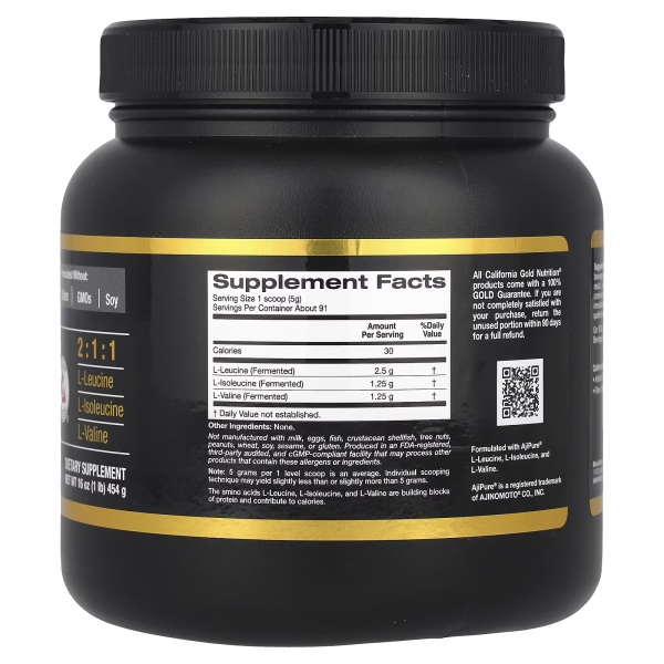 Аминокислоты с разветвленной цепью California Gold Nutrition (BCAA) 454 г